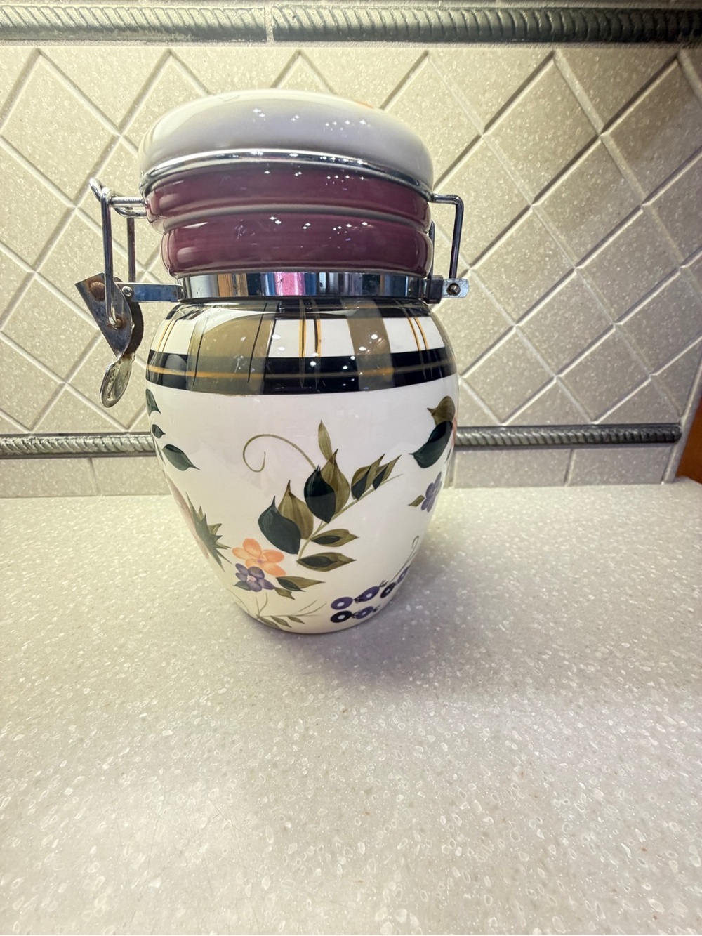 Oneida Strawberry Plaid Medium Canister